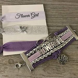 Flower Girl Bracelet And Hair Ties Gift Set Purple